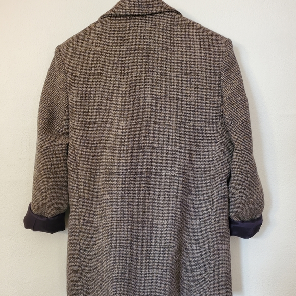 Size 8 Medium Vintage Wool Tweed Dumas Navy & Cream Blazer - Picture 3 of 8